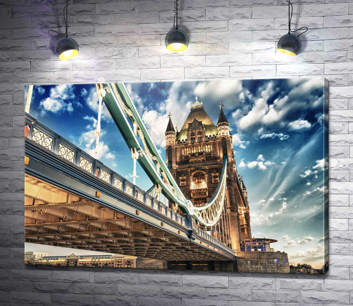 картина Тауэрский мост в ярких огня подсветки