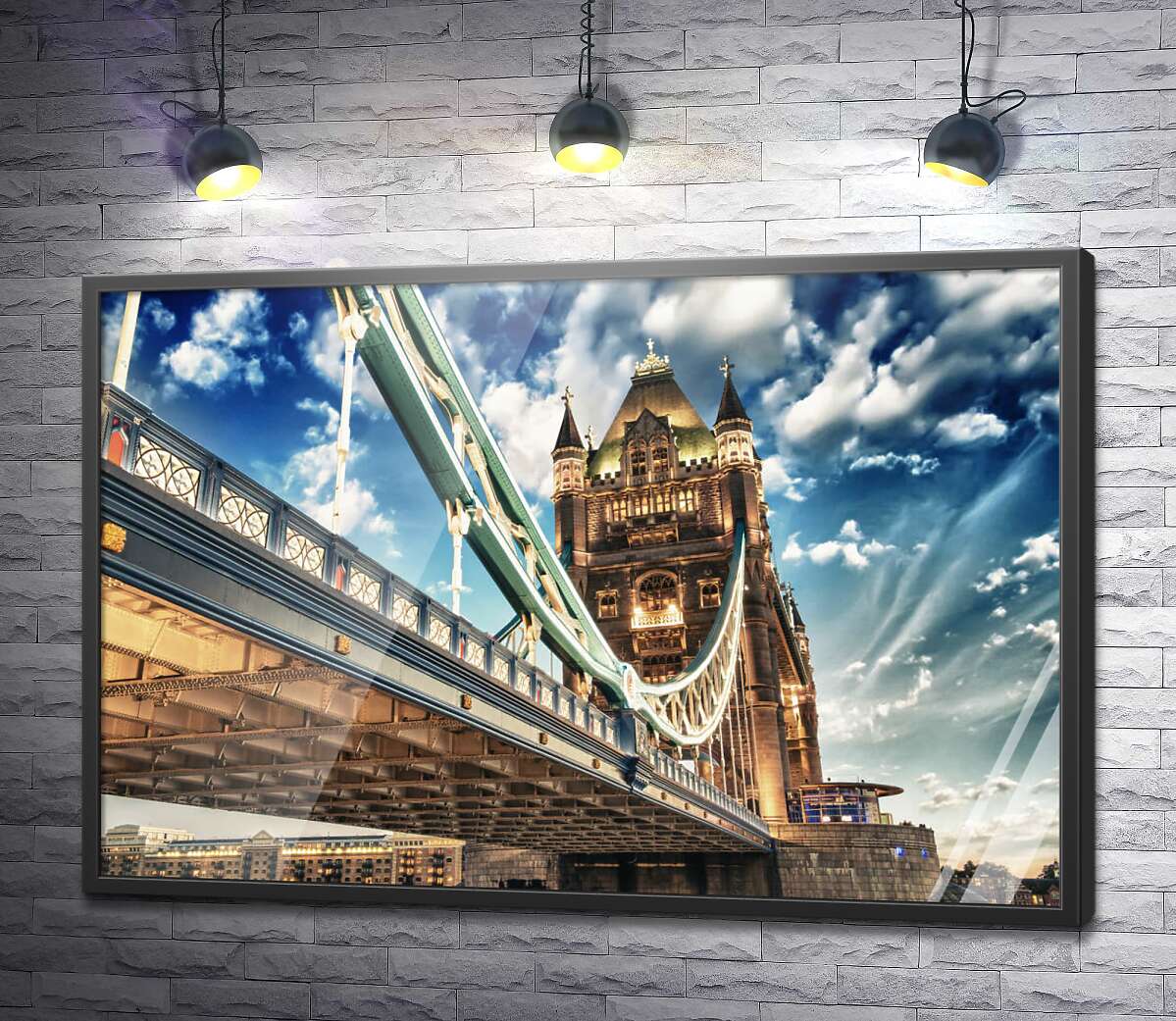 постер Тауэрский мост в ярких огня подсветки