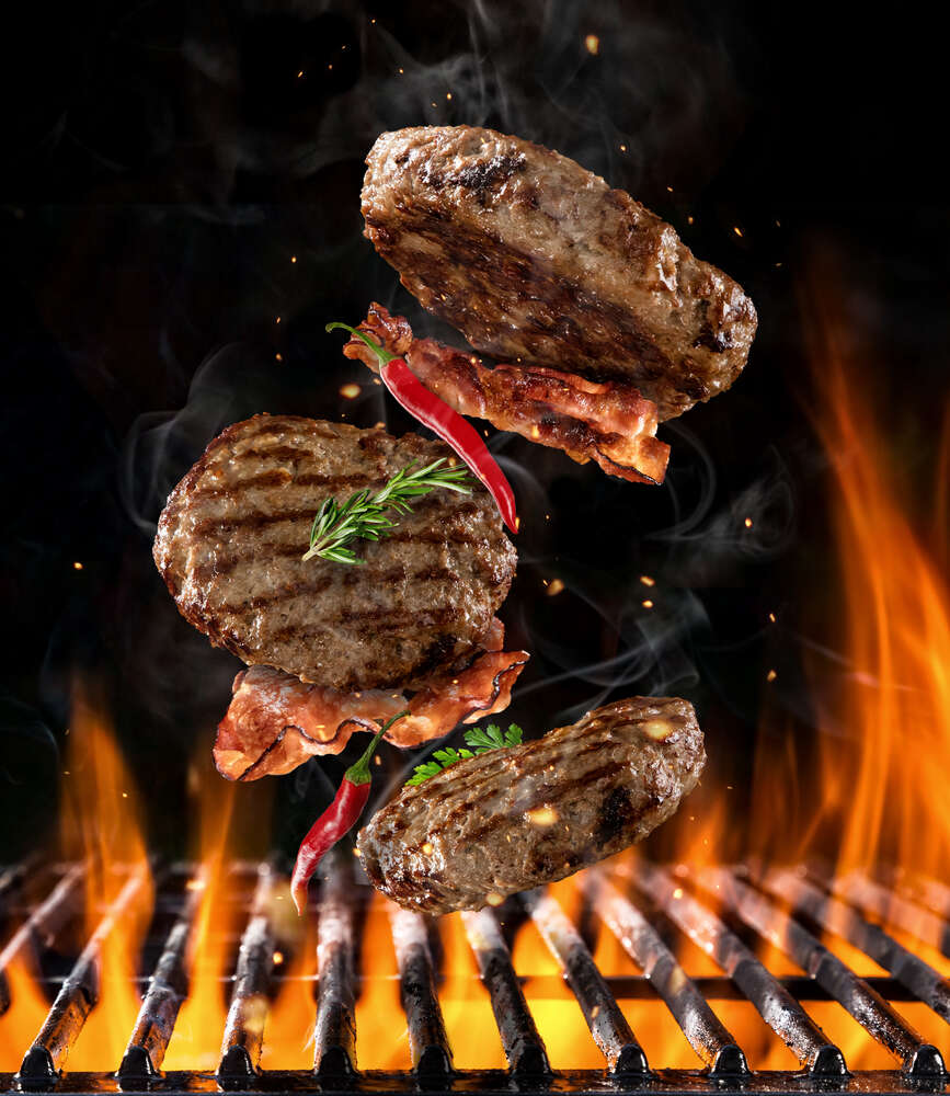 картина-постер Острое жаренное мясо на решетке