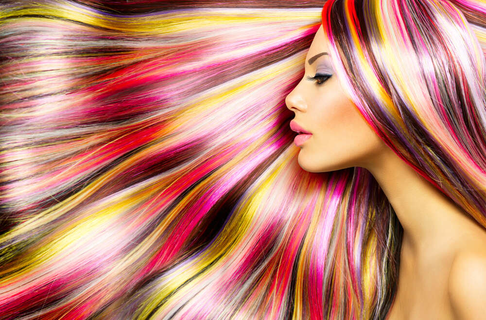 картина-постер Райдужне волосся красивої дівчини