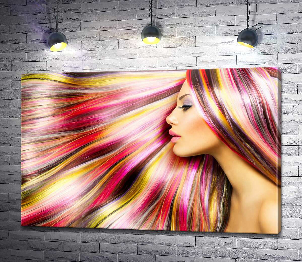 картина Радужные волосы красивой девушки