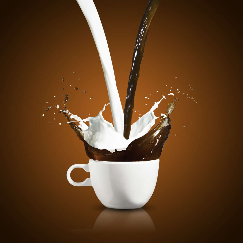 картина-постер Кава і молоко в одній чашці