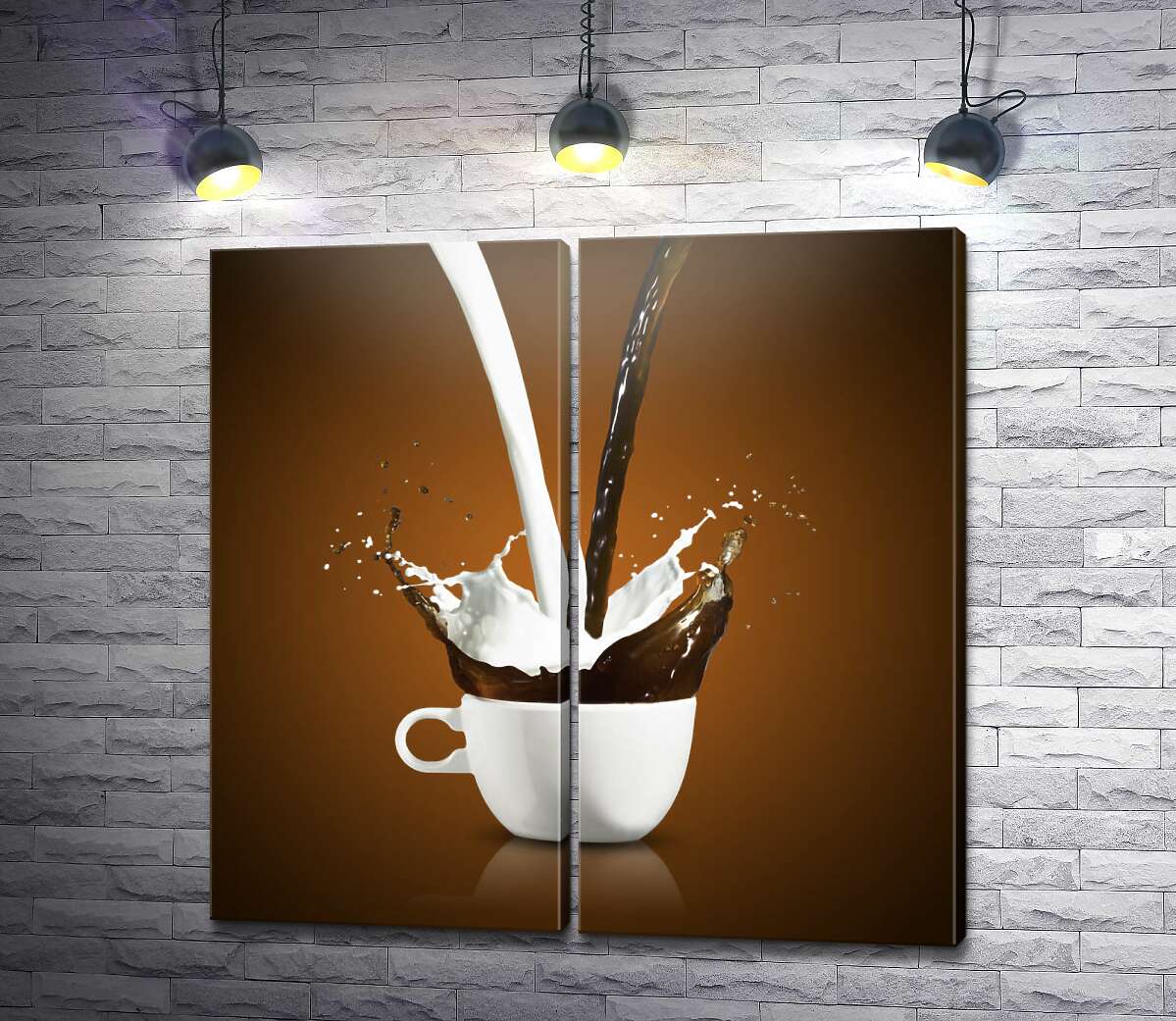 модульная картина Кофе и молоко в одной чашке