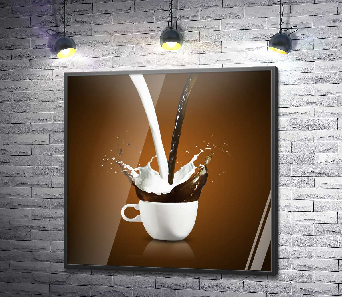 постер Кофе и молоко в одной чашке