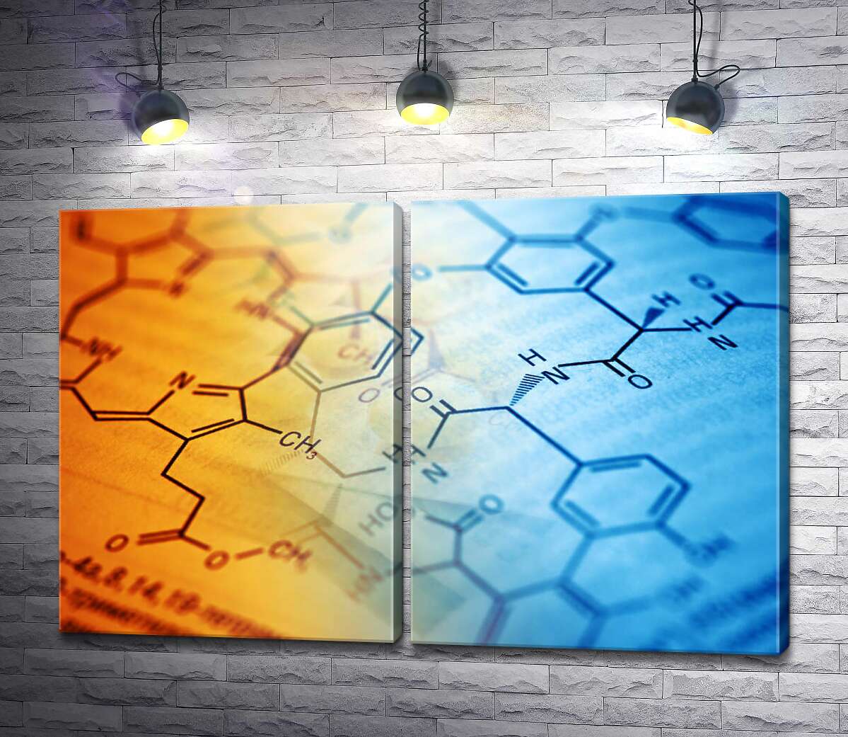 модульная картина Химическая формула на странице книги
