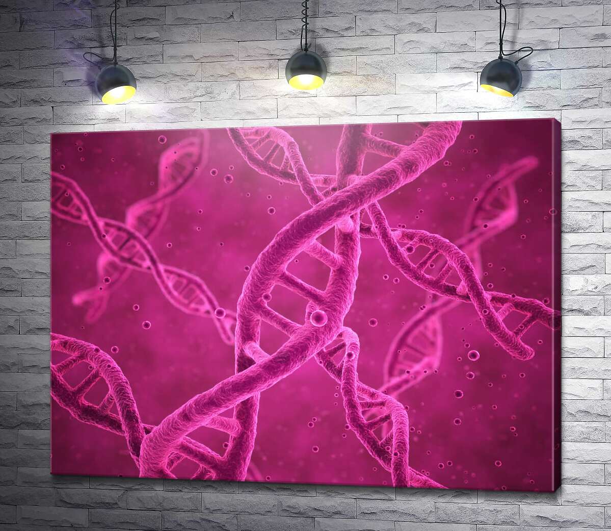 картина Розовые спирали молекулы ДНК
