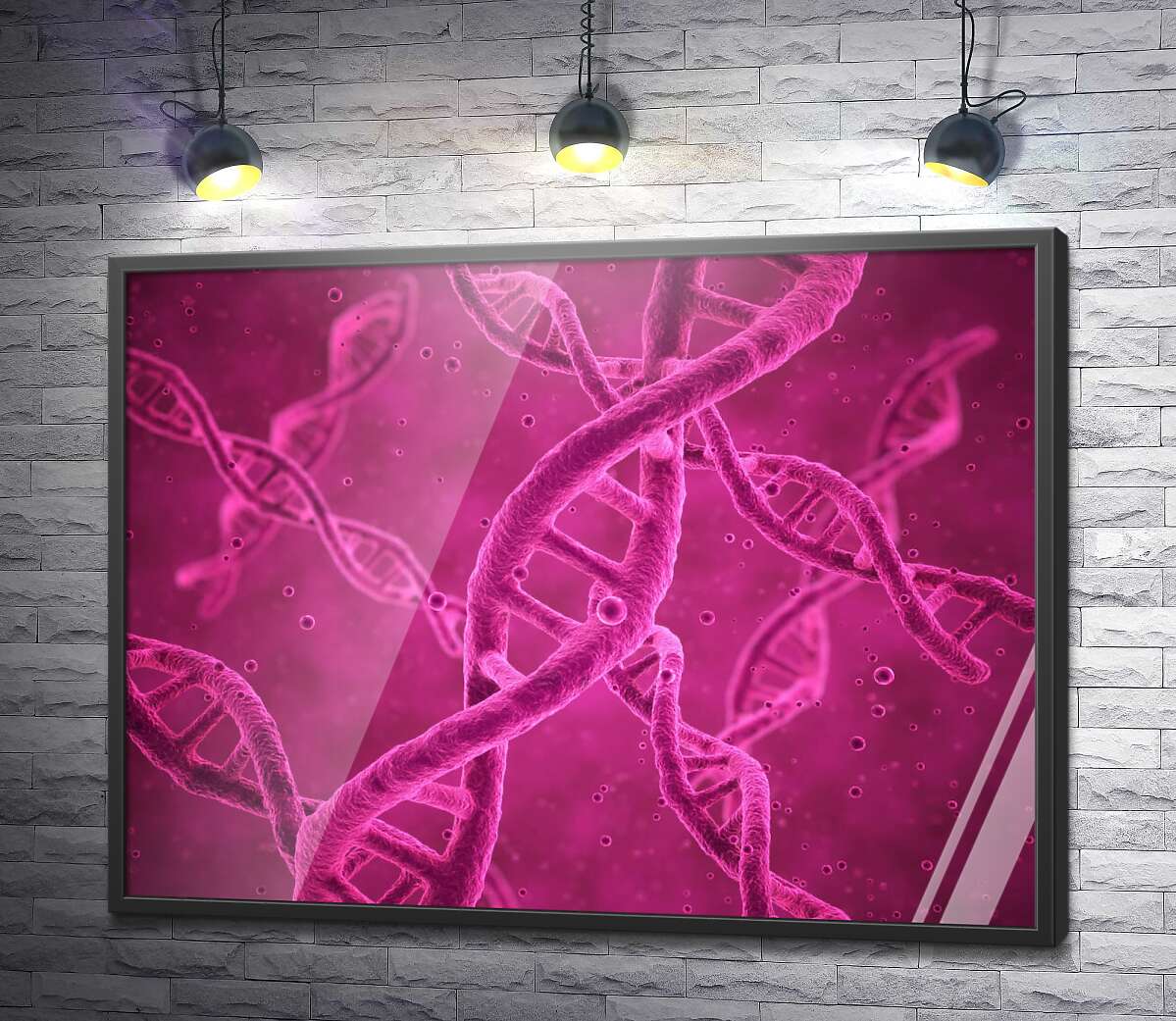 постер Розовые спирали молекулы ДНК