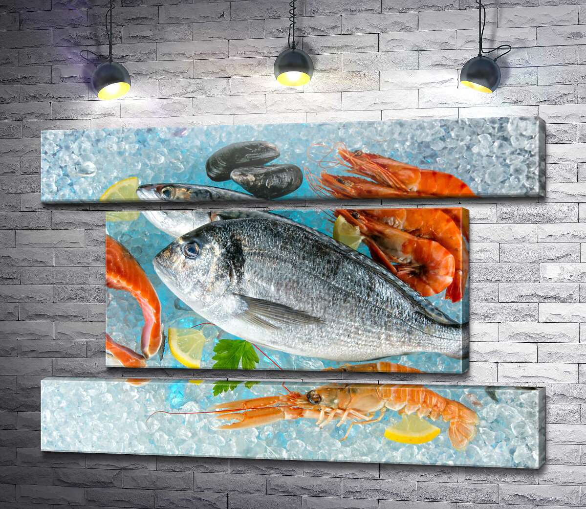 модульна картина Свіжі морепродукти на льоду (Модуль №18)