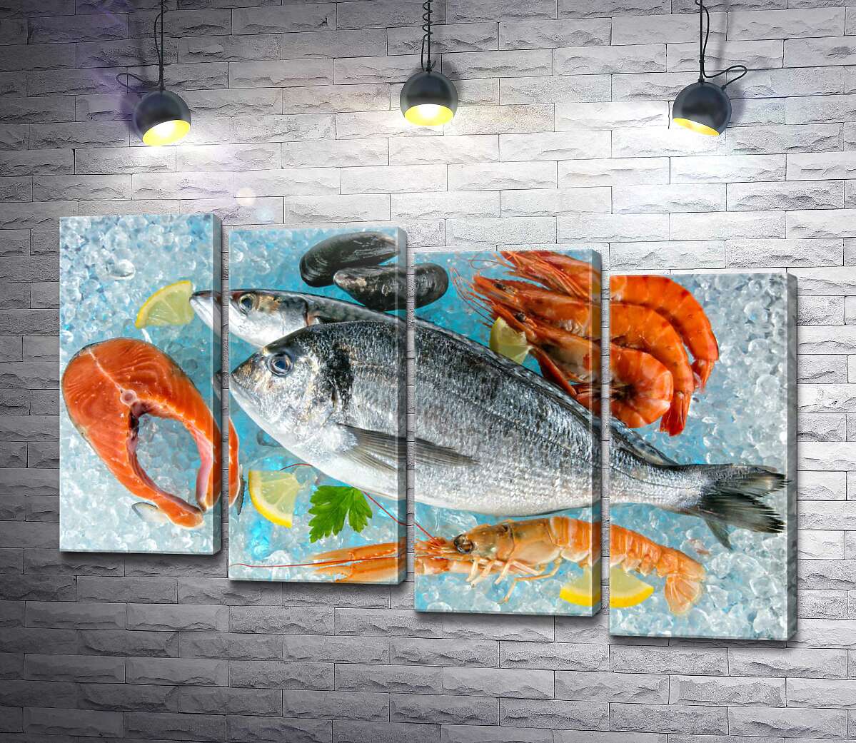 модульна картина Свіжі морепродукти на льоду (Модуль №19)