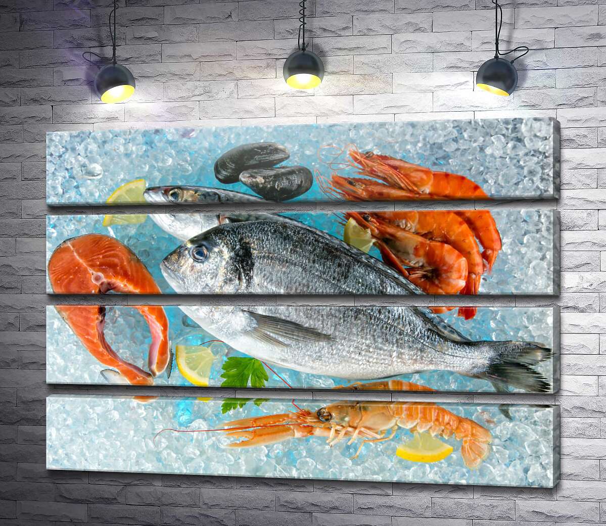 модульна картина Свіжі морепродукти на льоду (Модуль №22)