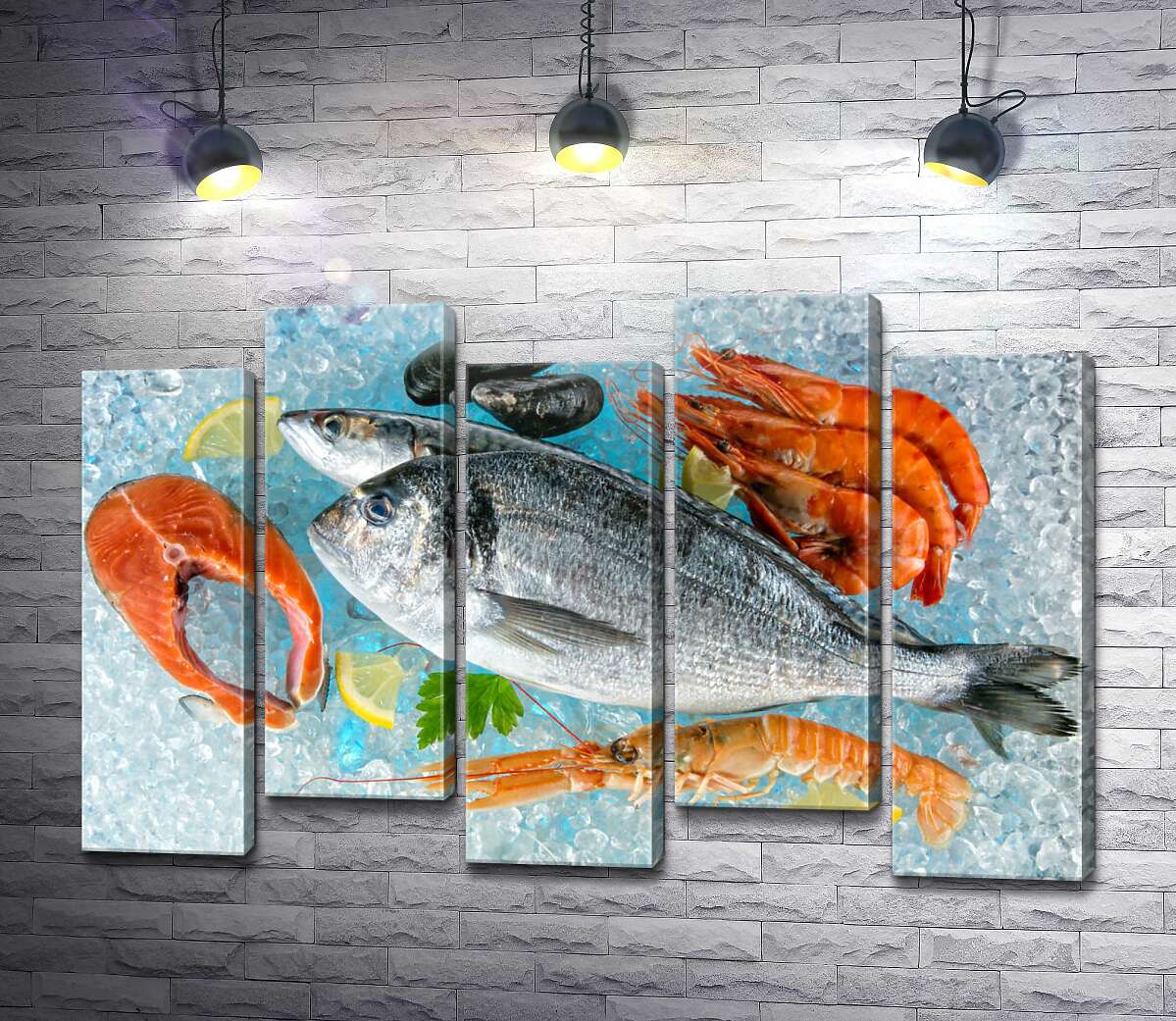 модульна картина Свіжі морепродукти на льоду (Модуль №30)