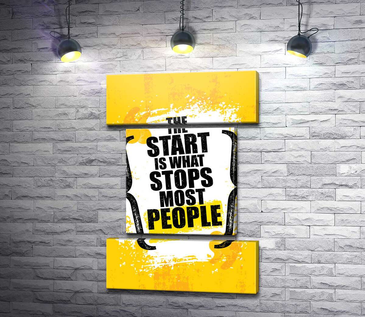 модульная картина Мотивационная фраза: "The Start is What Stops Most People" (Модуль №18)