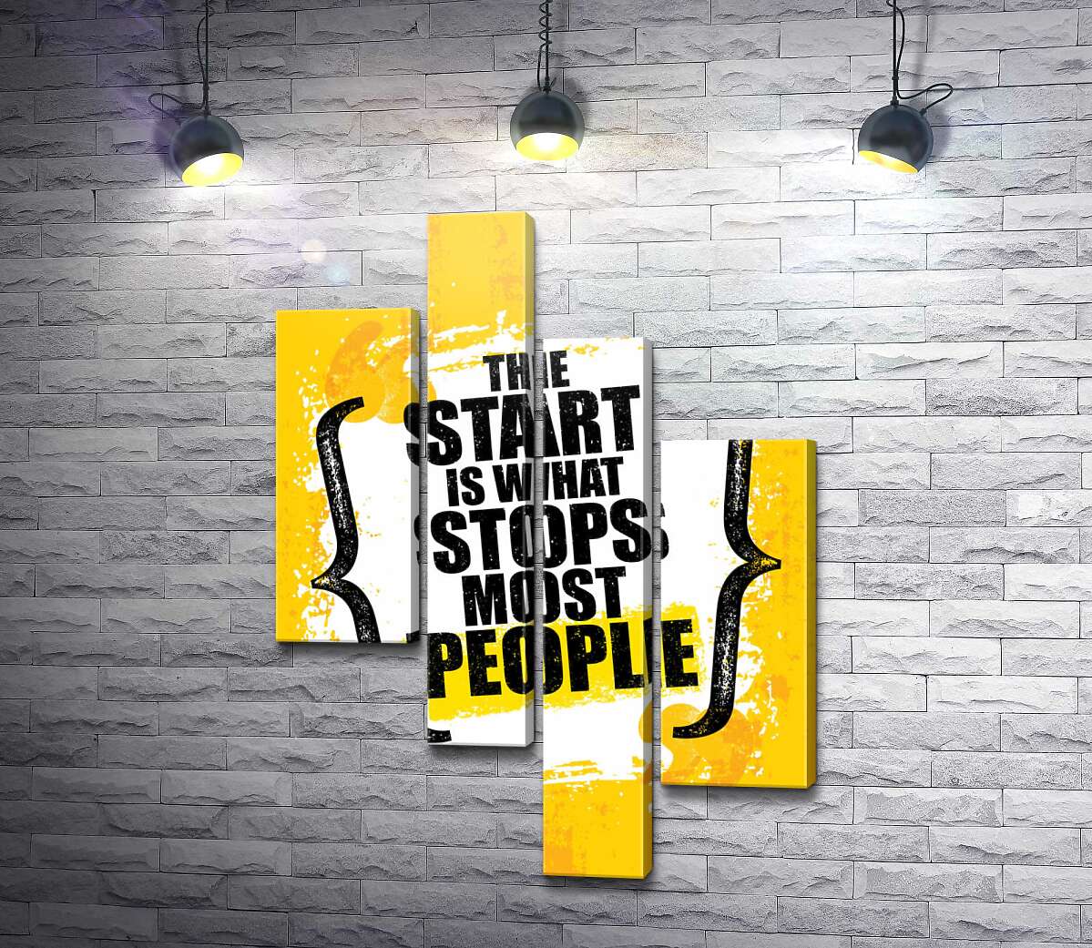 модульна картина Мотиваційна фраза: "the Start is What Stops Most People" (Модуль №21)
