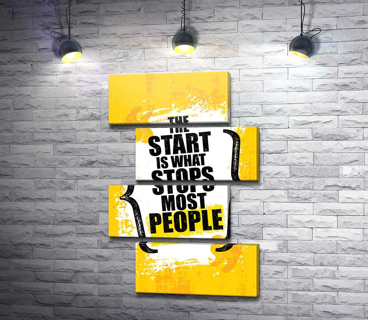 модульная картина Мотивационная фраза: "The Start is What Stops Most People" (Модуль №23)