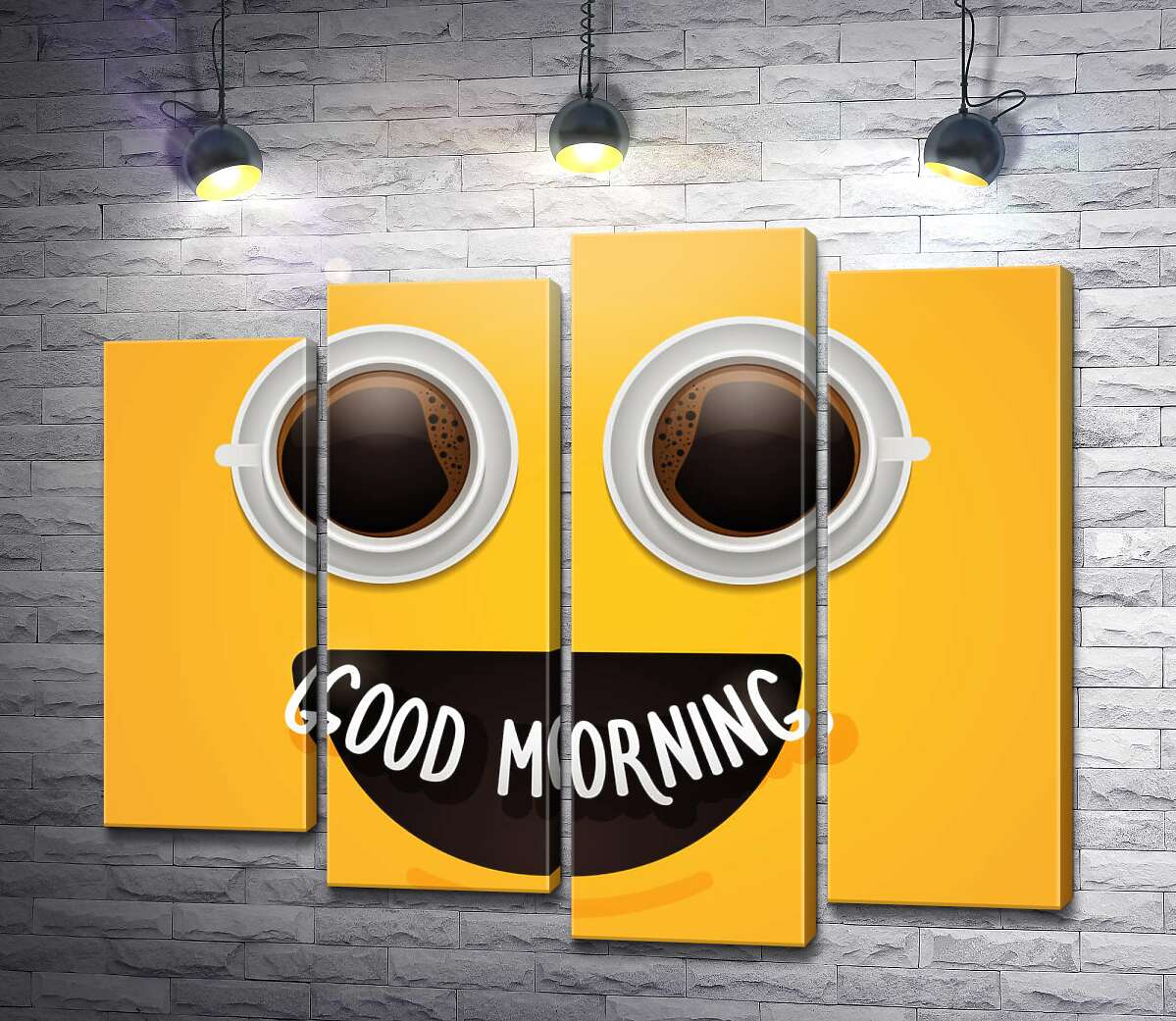 модульная картина Good morning и утренний кофе (Модуль №3)
