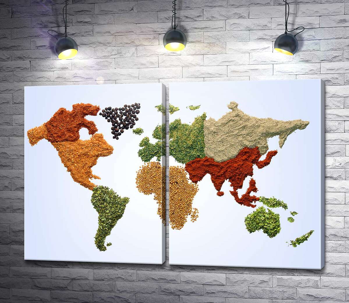 модульная картина Карта мира из специй