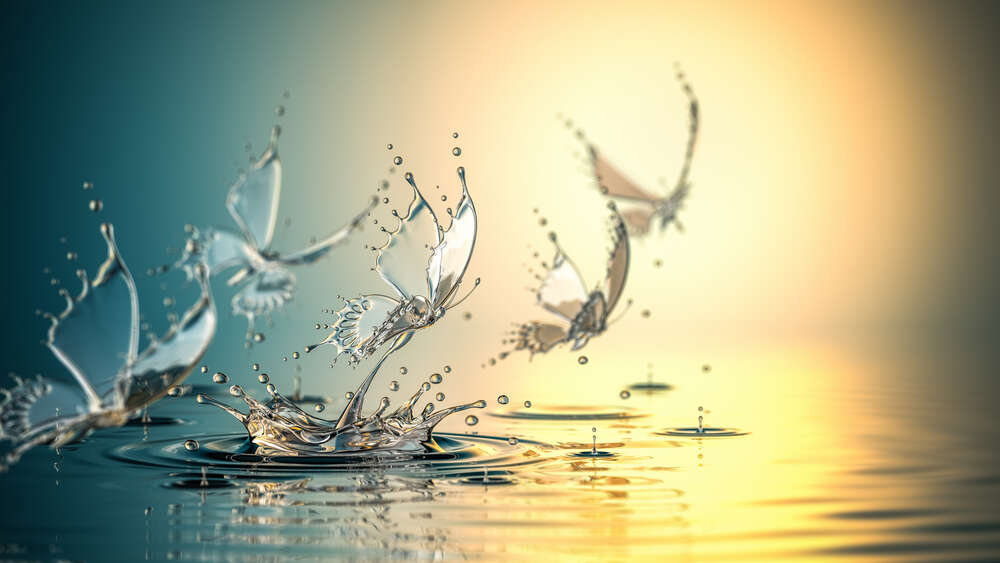 картина-постер Прозорі метелики з крапель води