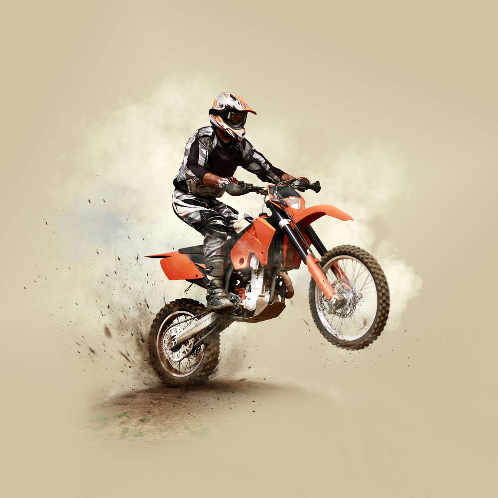 картина-постер Гонщик мотокросса на мотоцикле