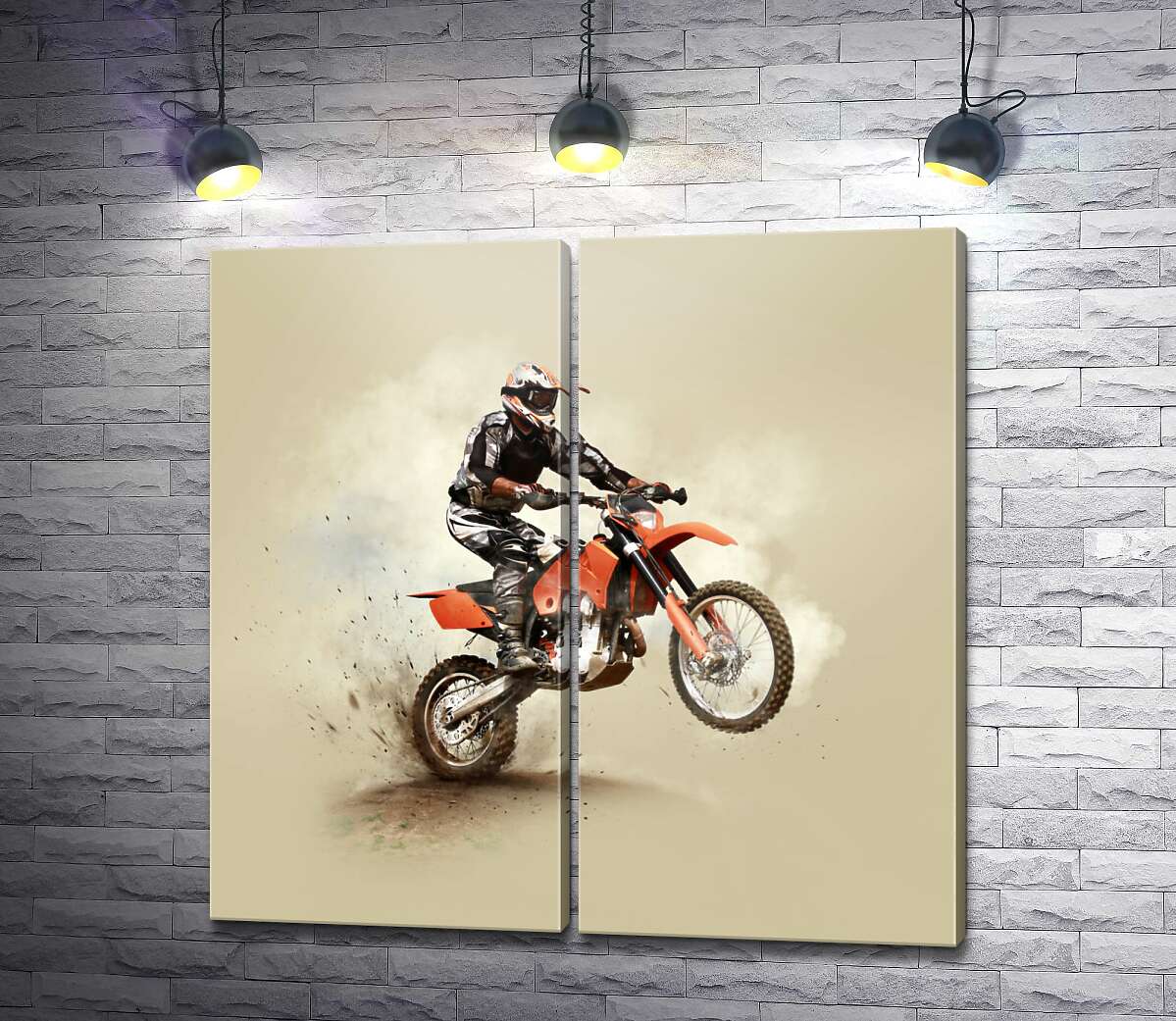 модульная картина Гонщик мотокросса на мотоцикле