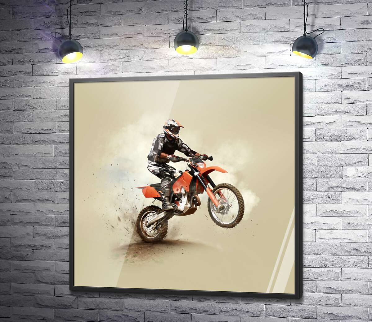 постер Гонщик мотокросса на мотоцикле