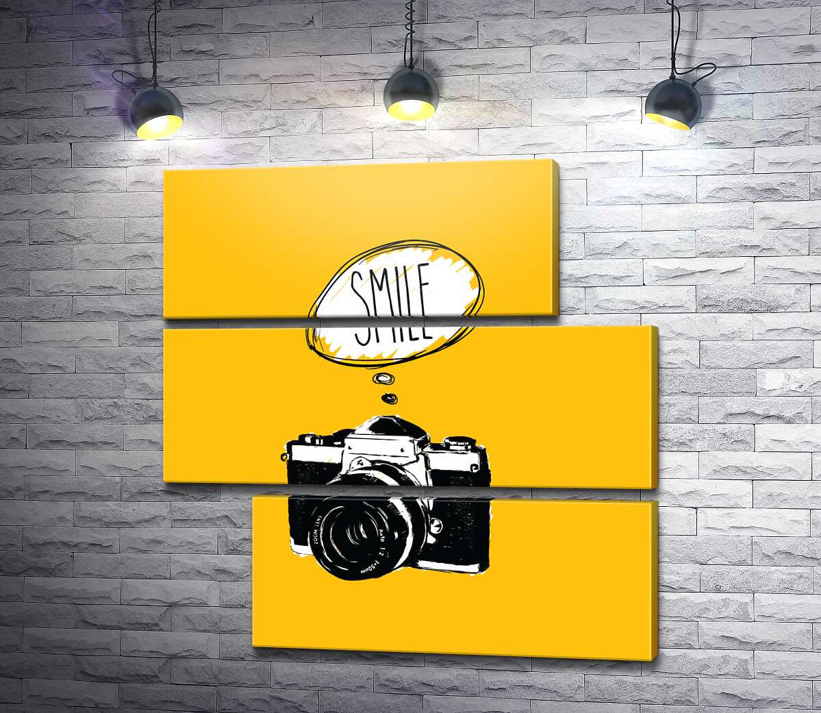 модульная картина Фотокамера и надпись: "Smile" (Модуль №16)