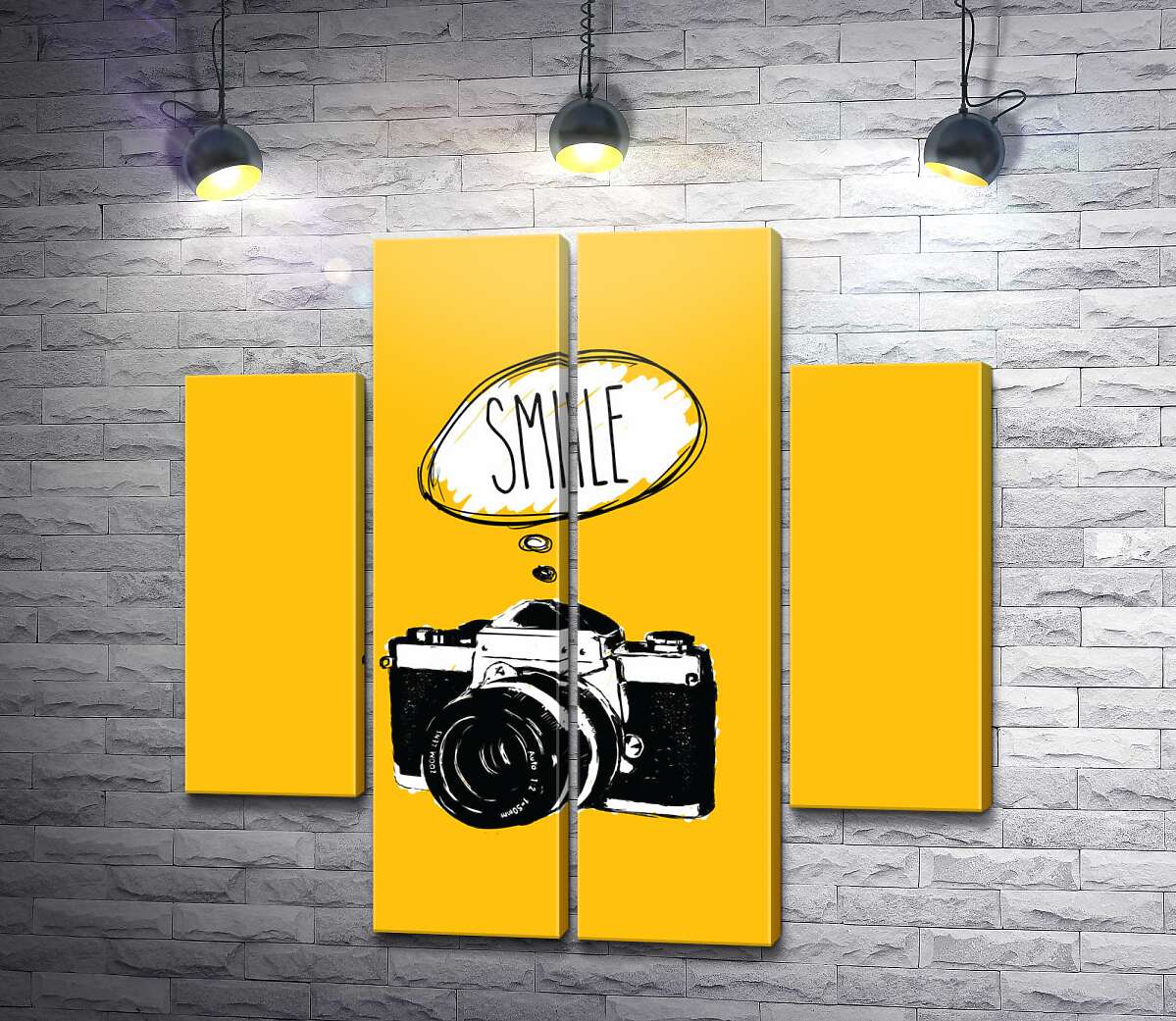модульная картина Фотокамера и надпись: "Smile" (Модуль №20)