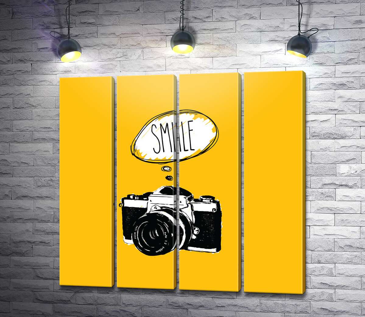 модульна картина Фотокамера і напис:"Smile" (Модуль №24)