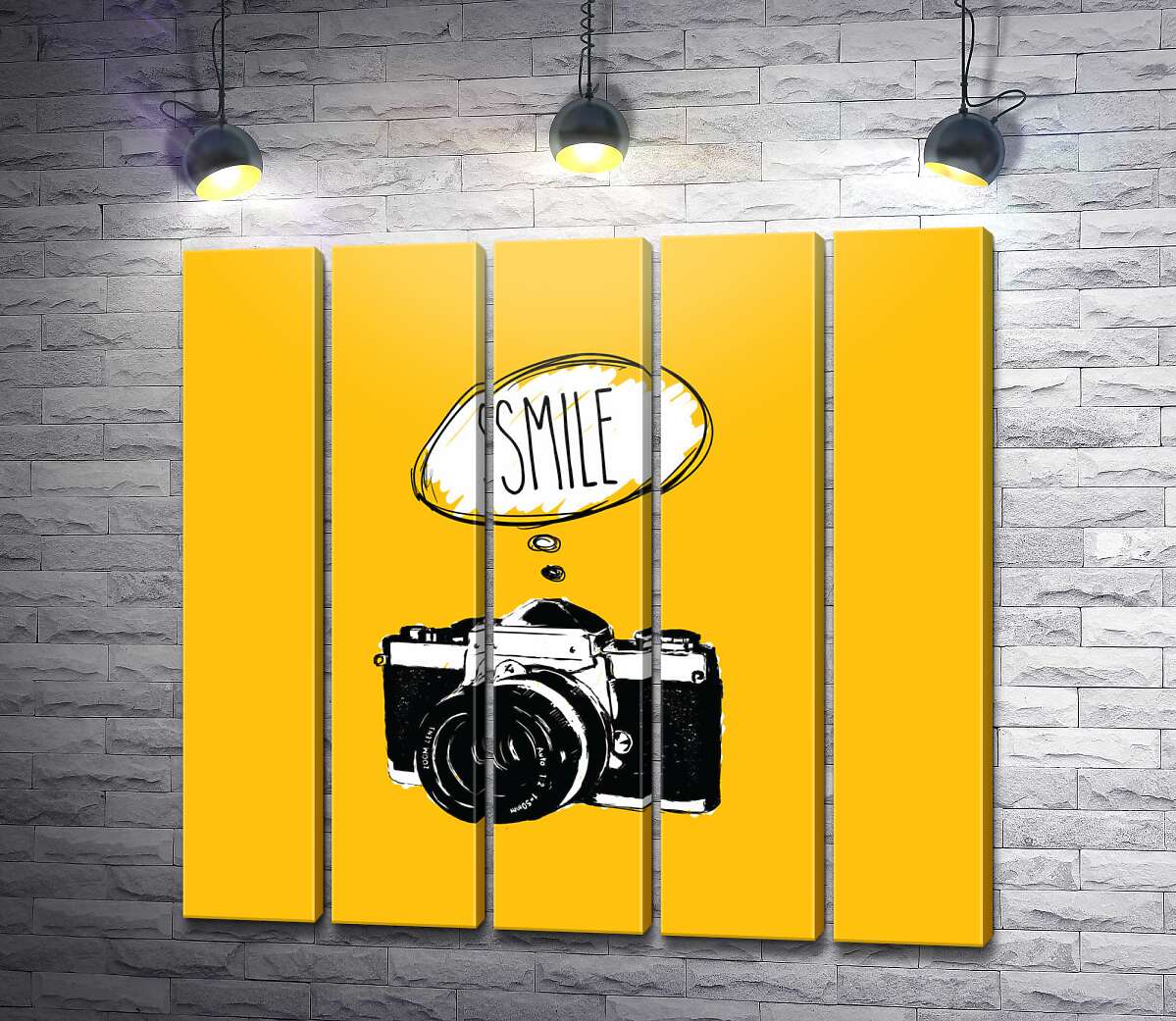модульна картина Фотокамера і напис:"Smile" (Модуль №26)