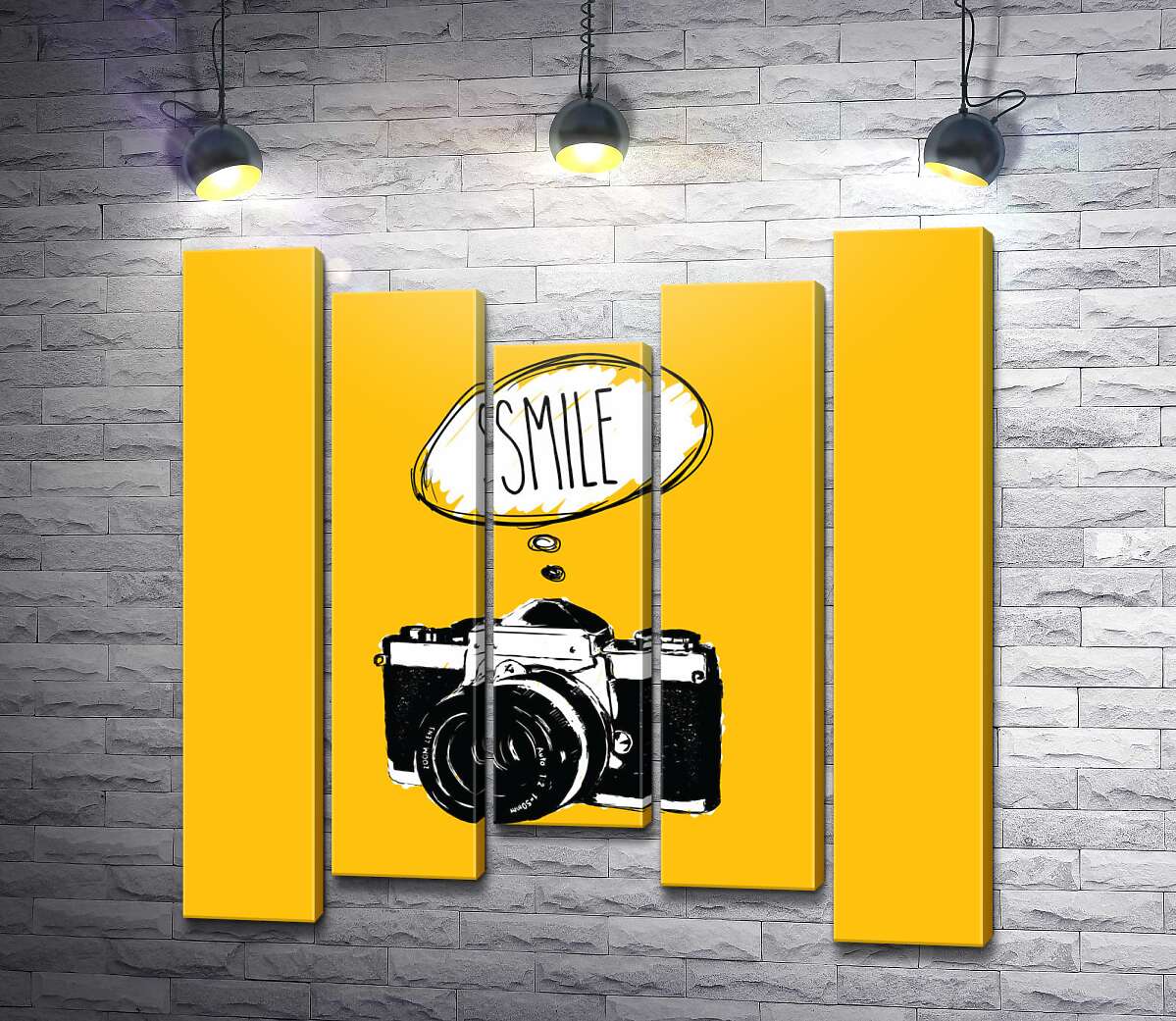модульна картина Фотокамера і напис:"Smile" (Модуль №27)