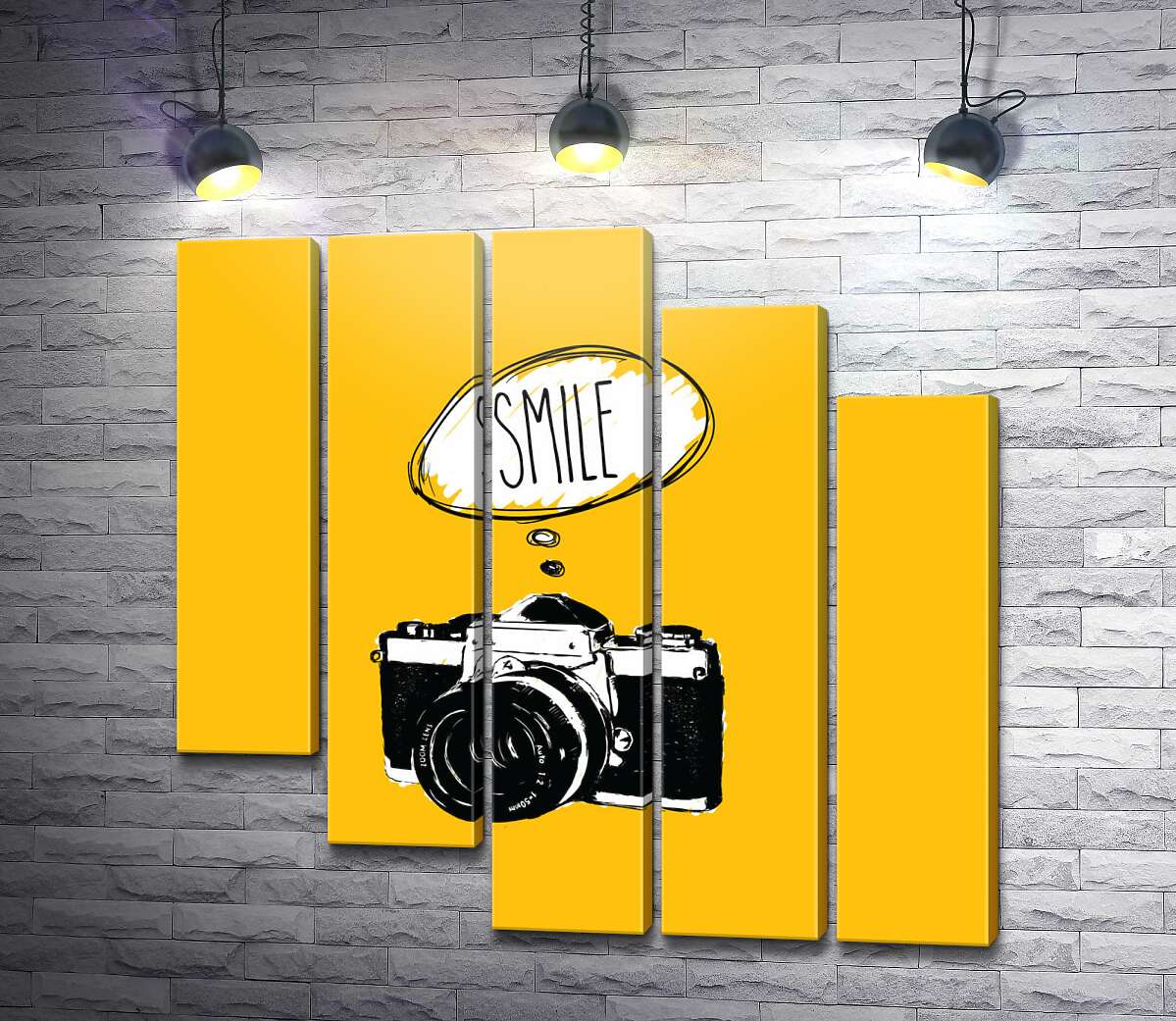 модульна картина Фотокамера і напис:"Smile" (Модуль №28)