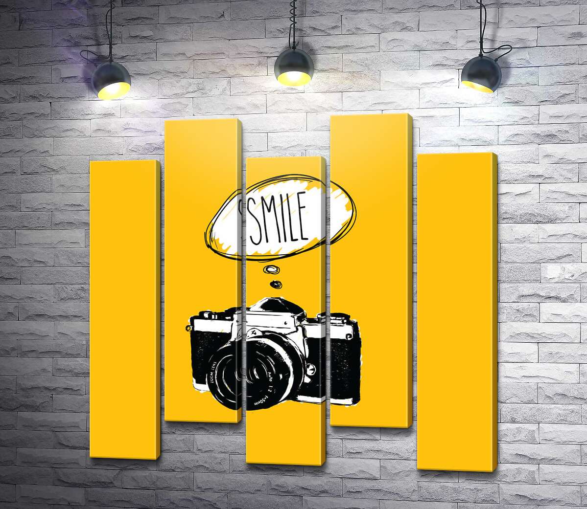 модульна картина Фотокамера і напис:"Smile" (Модуль №30)