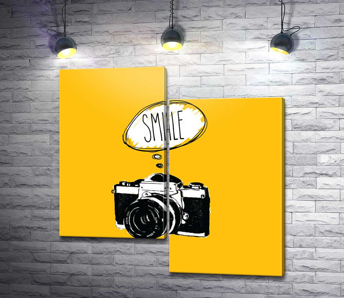 модульна картина Фотокамера і напис:"Smile" (Модуль №9)
