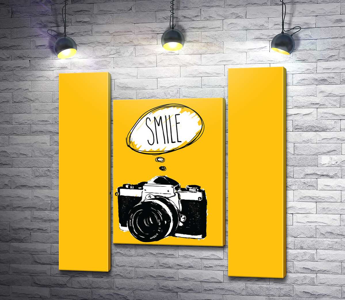 модульная картина Фотокамера и надпись: "Smile" (Модуль №11)