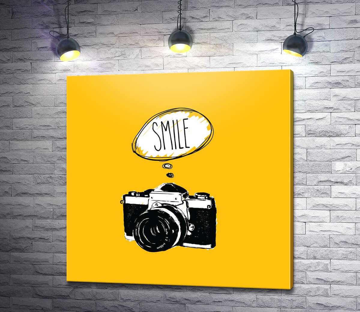 картина Фотокамера и надпись: "Smile"
