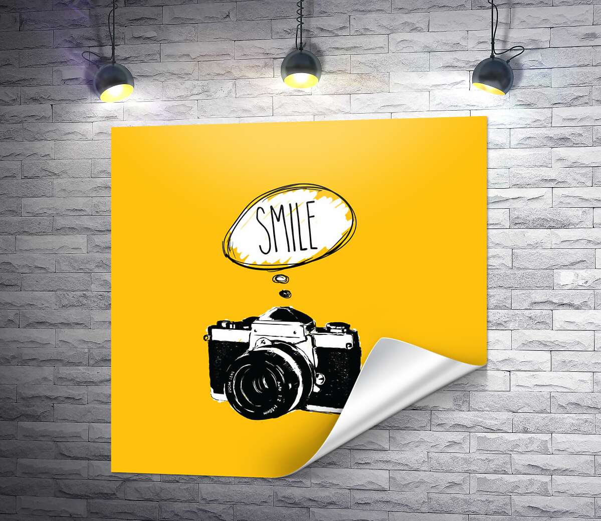 печать Фотокамера и надпись: "Smile"
