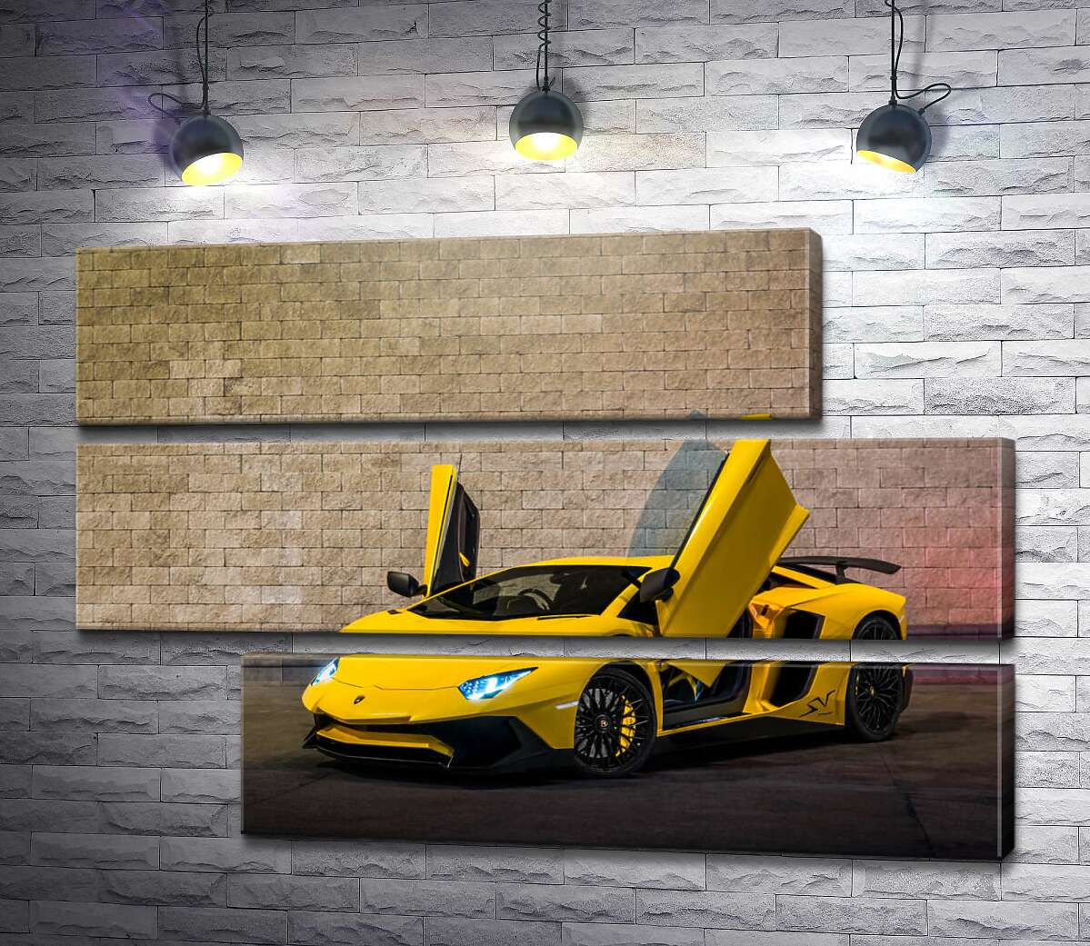 модульна картина Жовтий автомобіль Lamborghini Aventador (Модуль №16)