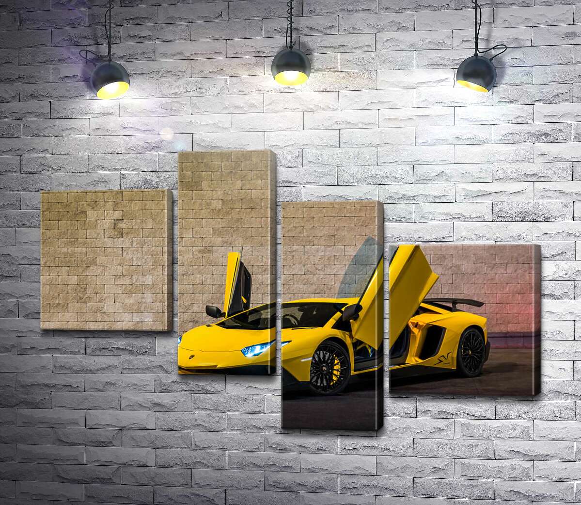 модульна картина Жовтий автомобіль Lamborghini Aventador (Модуль №21)