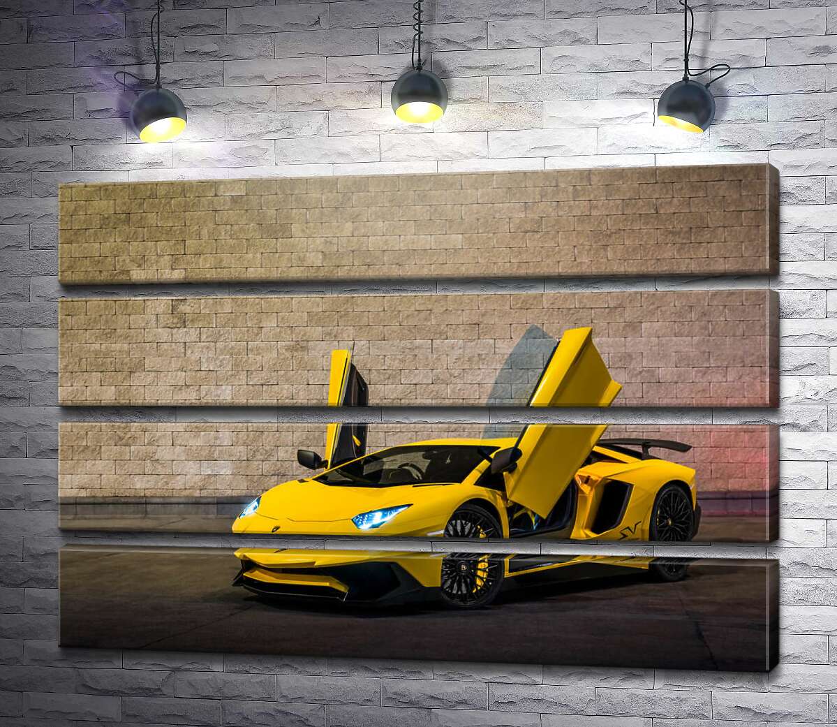 модульна картина Жовтий автомобіль Lamborghini Aventador (Модуль №22)