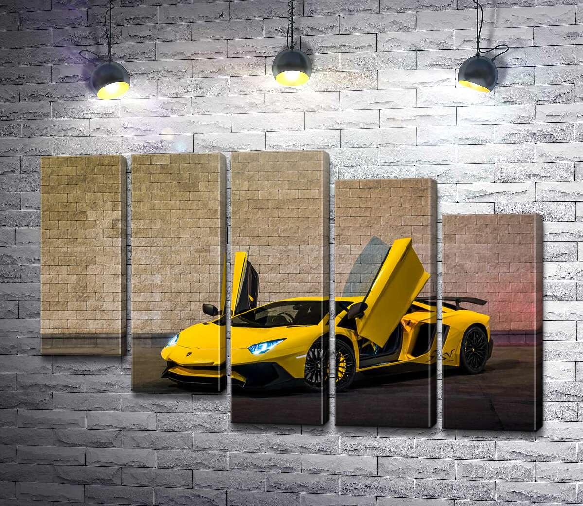 модульна картина Жовтий автомобіль Lamborghini Aventador (Модуль №28)