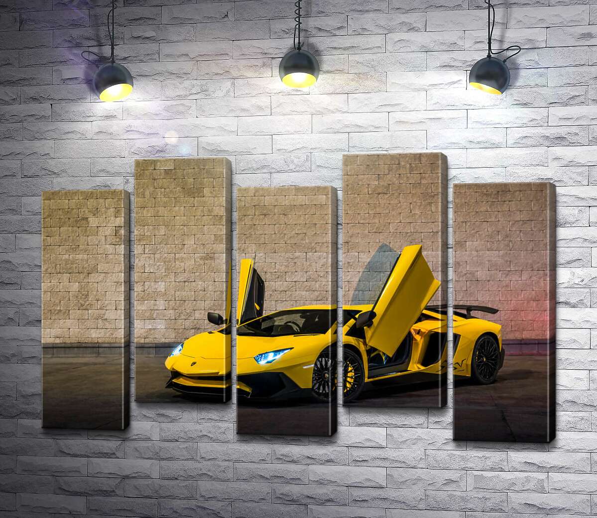 модульна картина Жовтий автомобіль Lamborghini Aventador (Модуль №30)