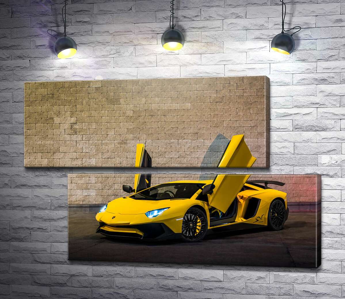 модульна картина Жовтий автомобіль Lamborghini Aventador (Модуль №8)