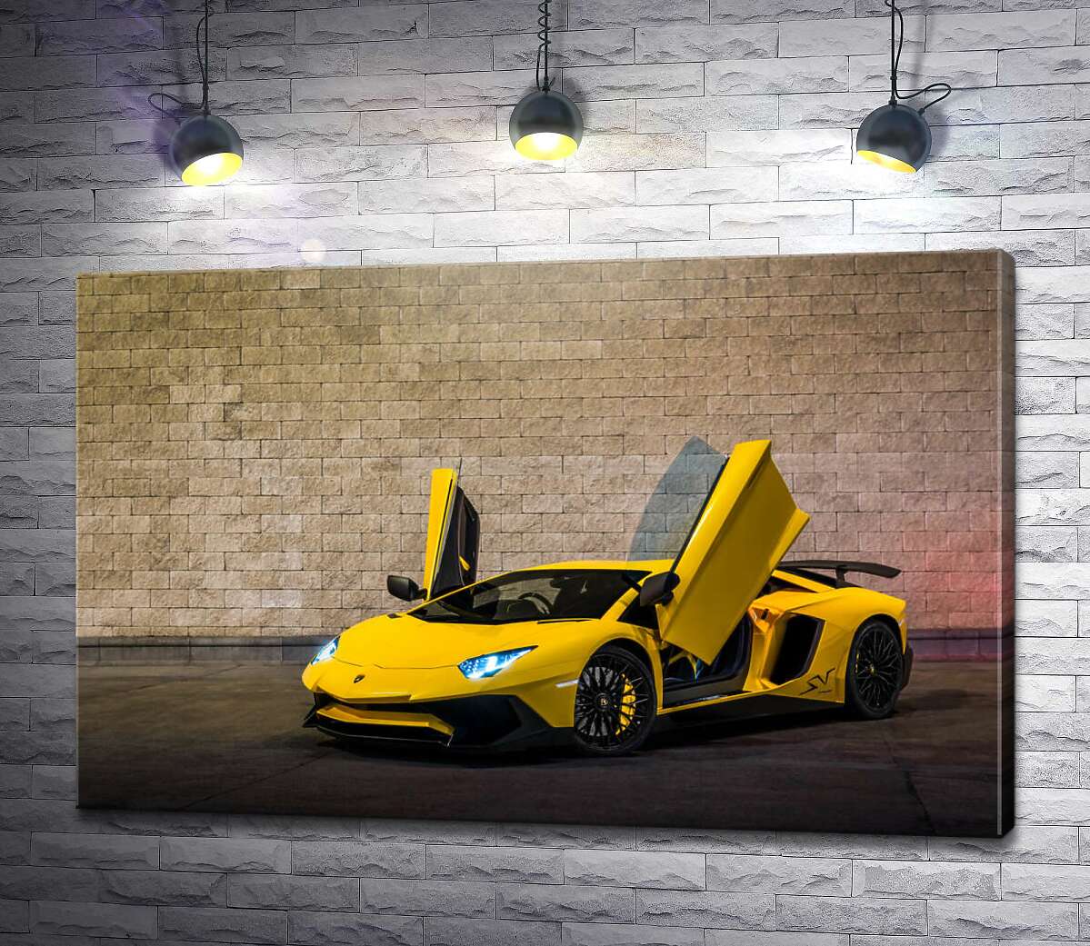 картина Желтый автомобиль Lamborghini Aventador