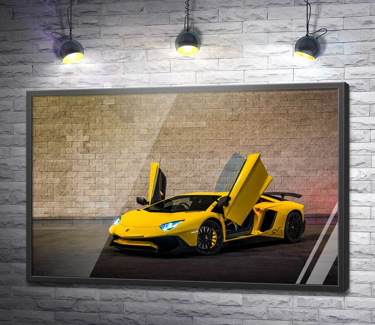 постер Желтый автомобиль Lamborghini Aventador