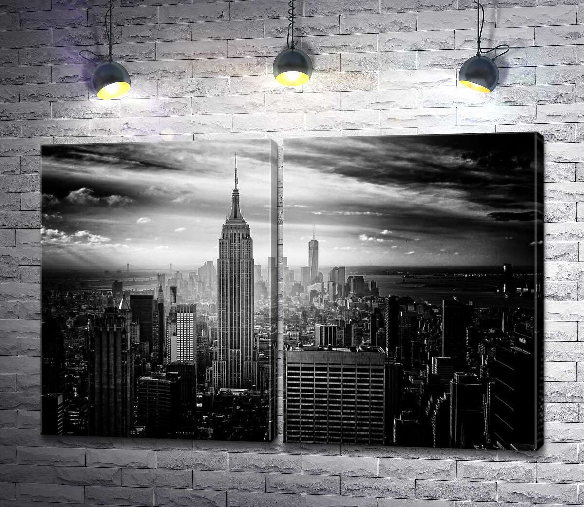 модульная картина Черно-белый пейзаж Нью-Йорка