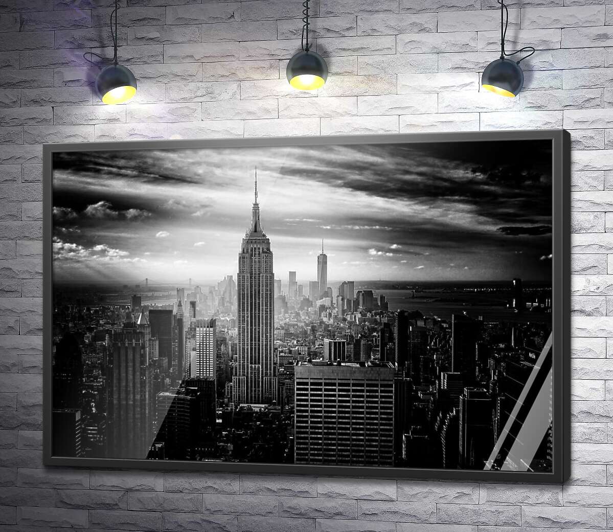 постер Черно-белый пейзаж Нью-Йорка