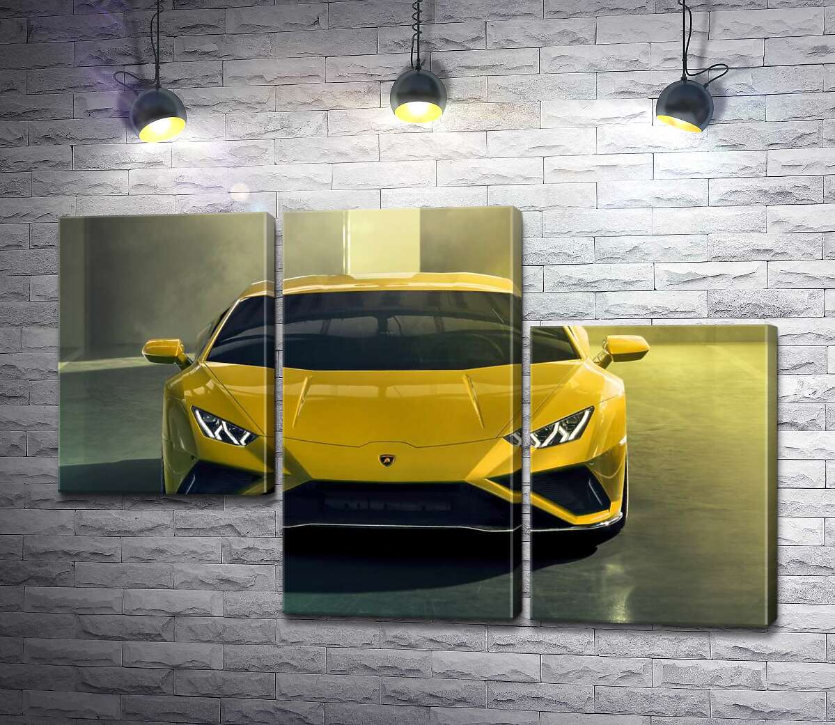 модульная картина Золотой автомобиль Lamborghini Huracan (Модуль №13)