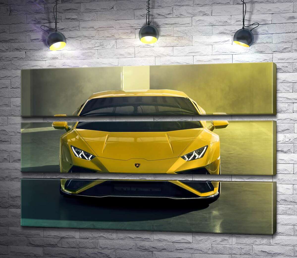 модульна картина Золотий автомобіль Lamborghini Huracan (Модуль №15)