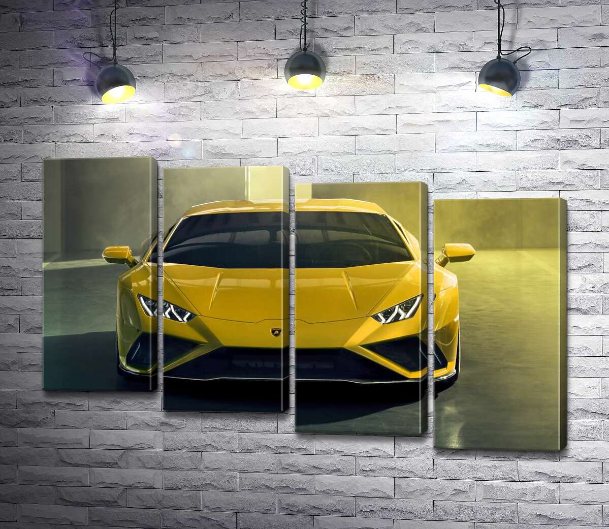 модульна картина Золотий автомобіль Lamborghini Huracan (Модуль №19)