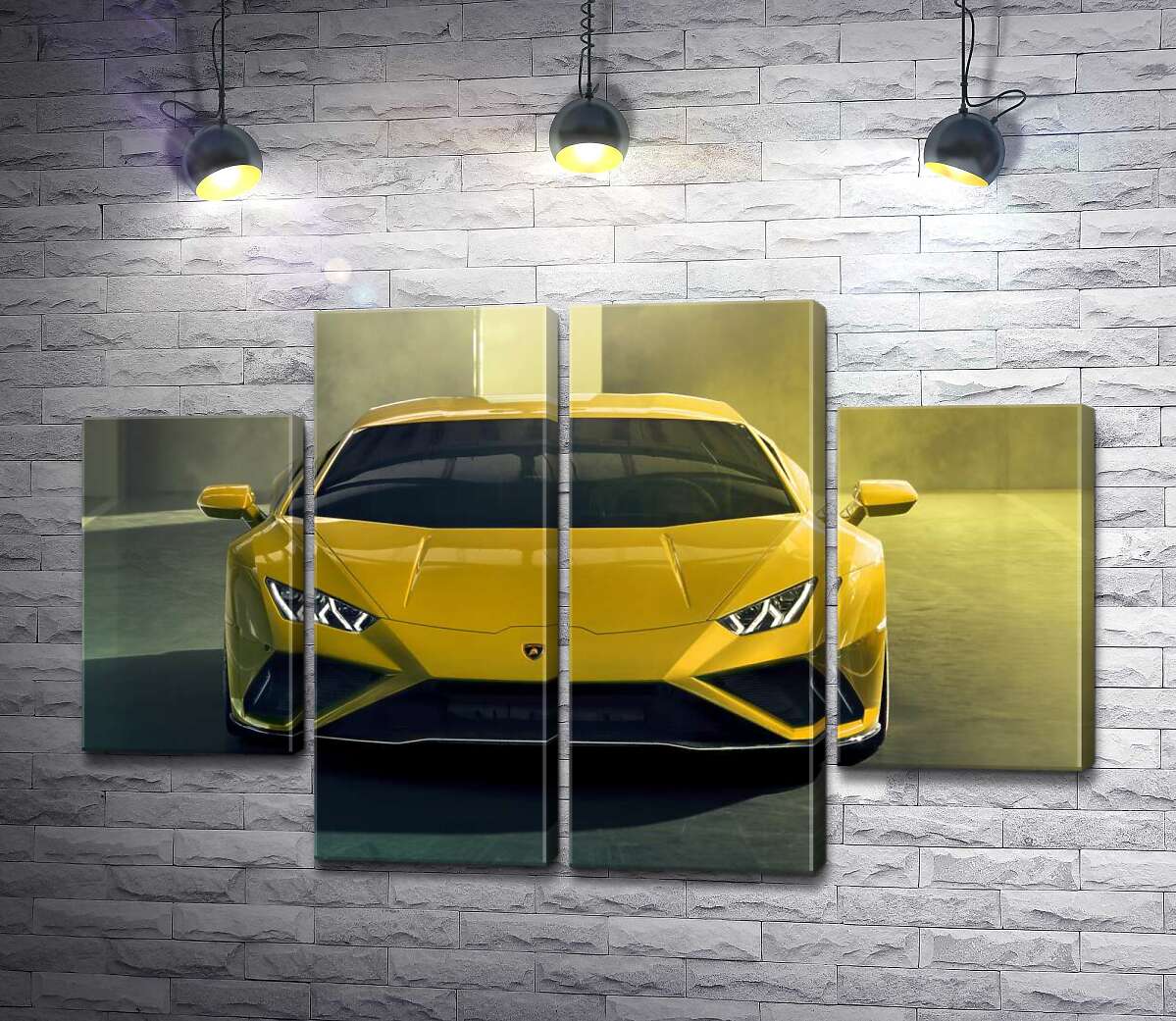 модульная картина Золотой автомобиль Lamborghini Huracan (Модуль №20)