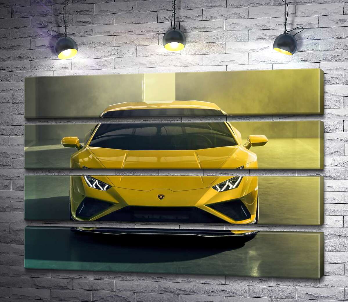 модульная картина Золотой автомобиль Lamborghini Huracan (Модуль №22)